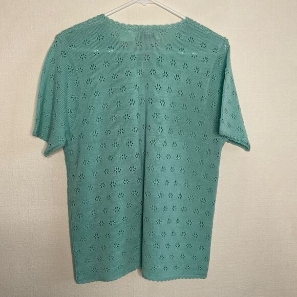 Vintage Jaclyn‎ Smith Cardigan Seed Pearls Crochet Lace Front Blue - Size Large - Picture 7 of 8